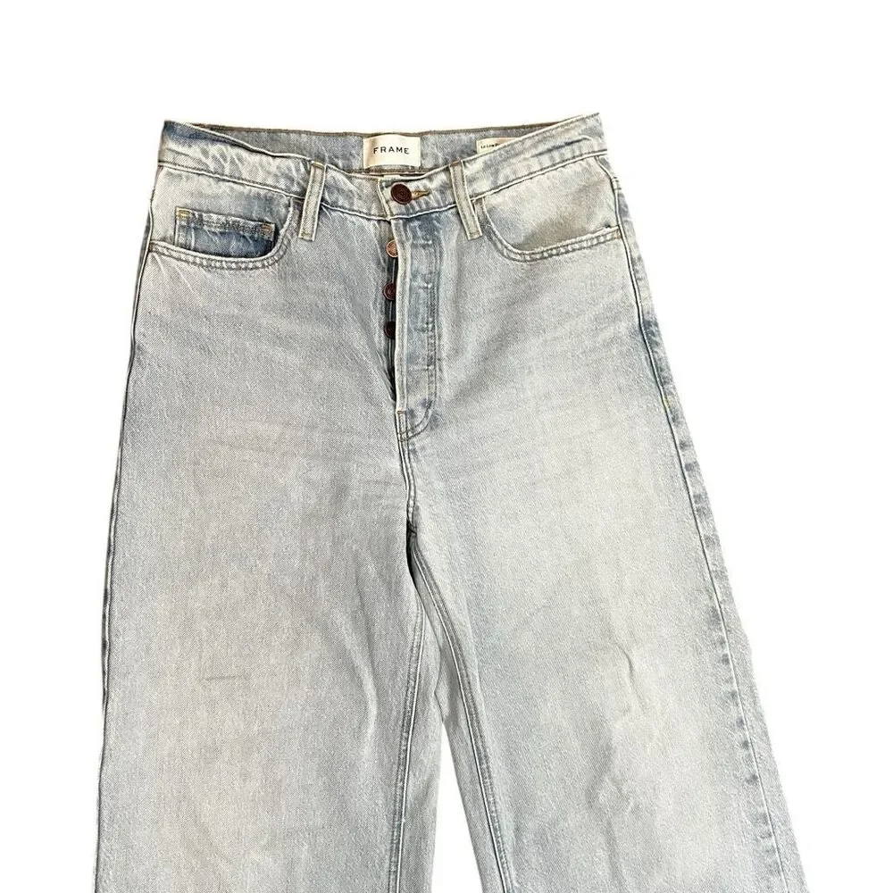 FRAME Le Low Baggy Wide Leg Jeans Light Wash Size 26 - Picture 4 of 7